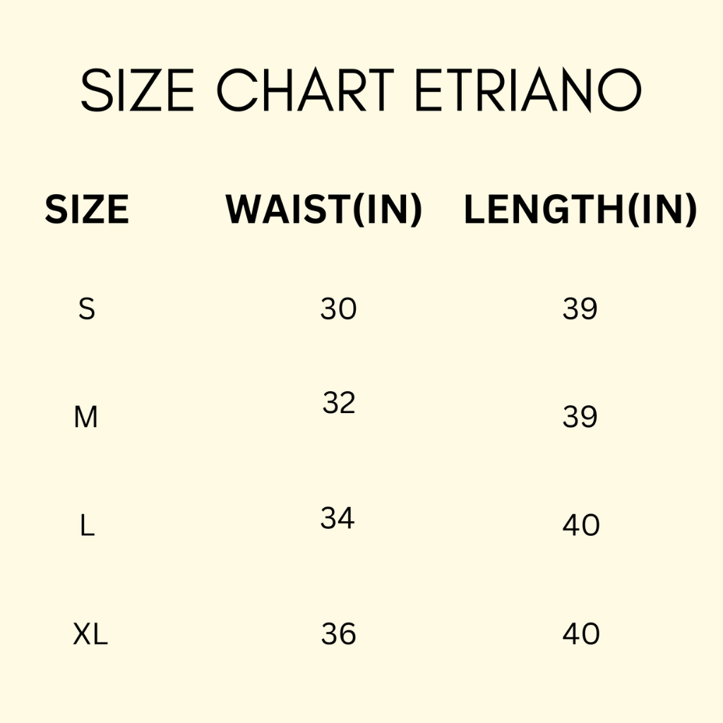 SIZE CHART FOR GURKHA PANTS