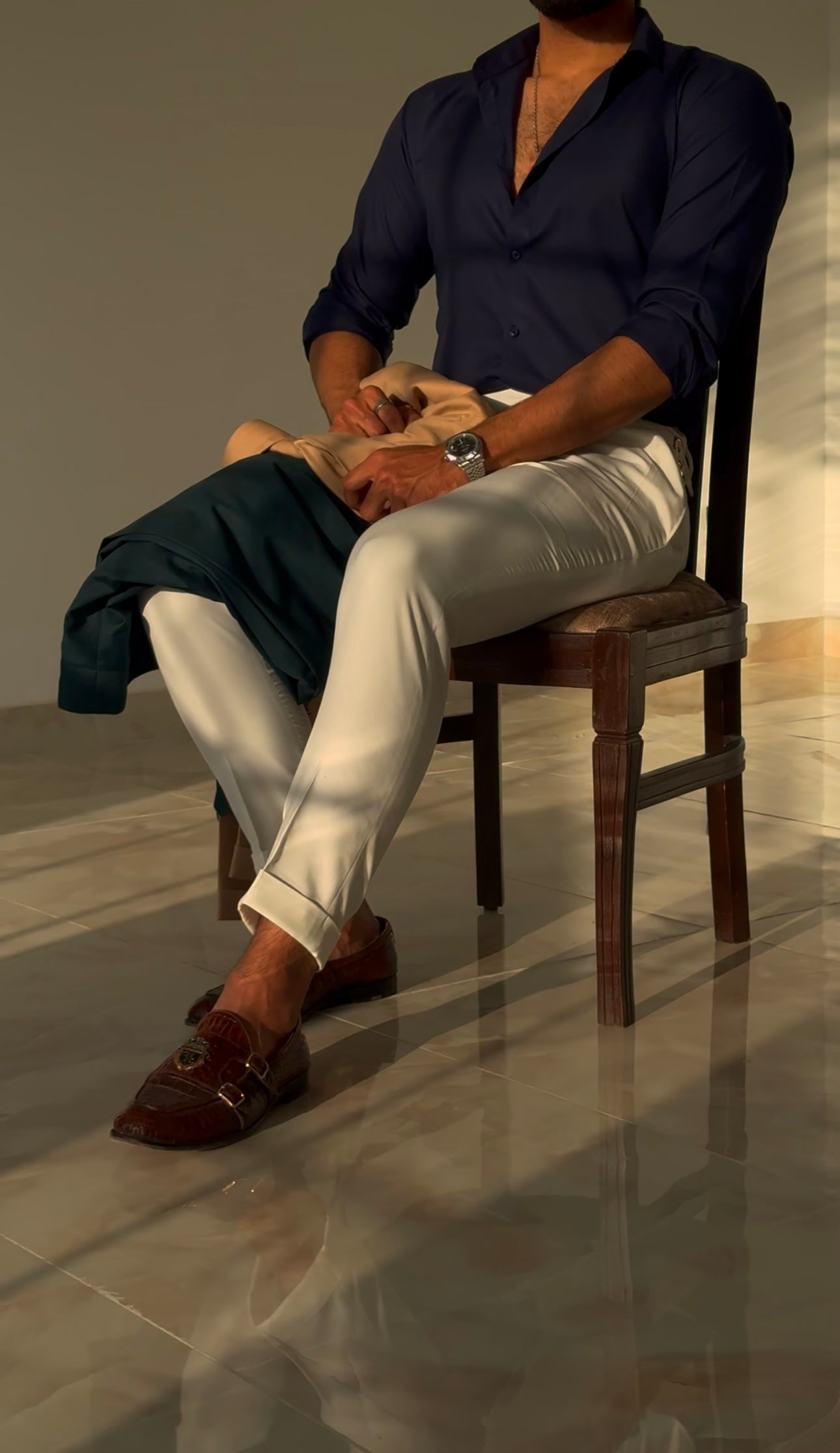 MALE GURKHA PANT : OFF-WHITE