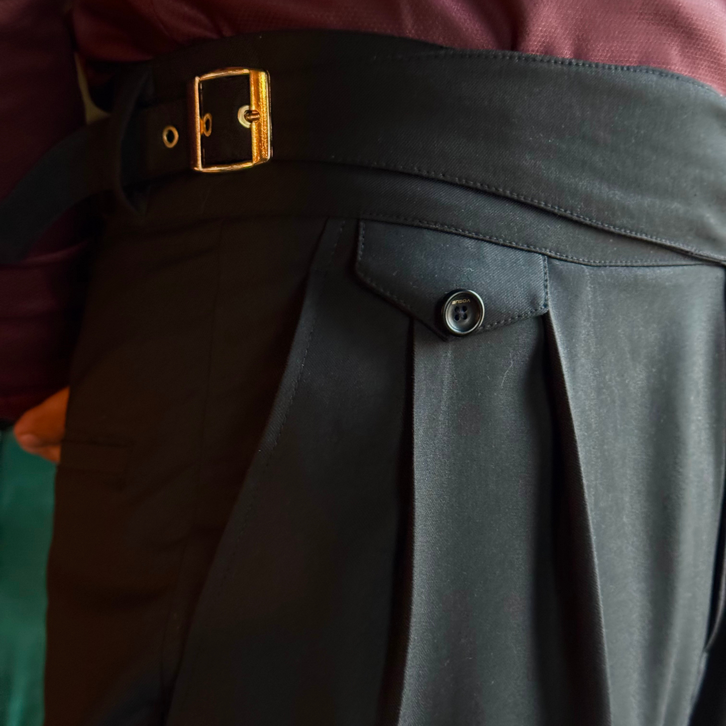 BLACK GURKHA PANT: GOLD-BUCKLE EDITION