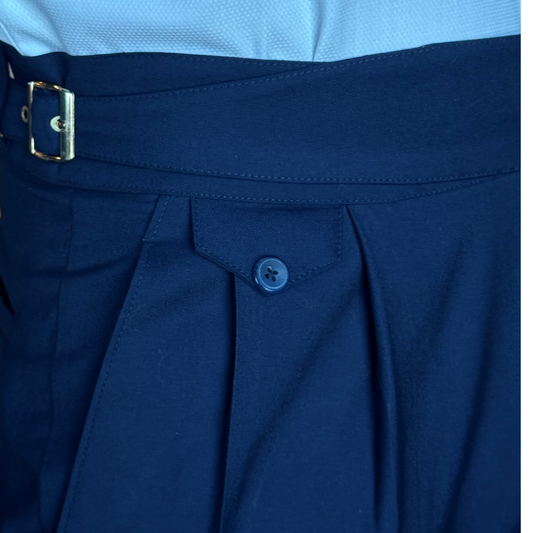 NAVY-BLUE GURKHA PANT: GOLD-BUCKLE EDITION