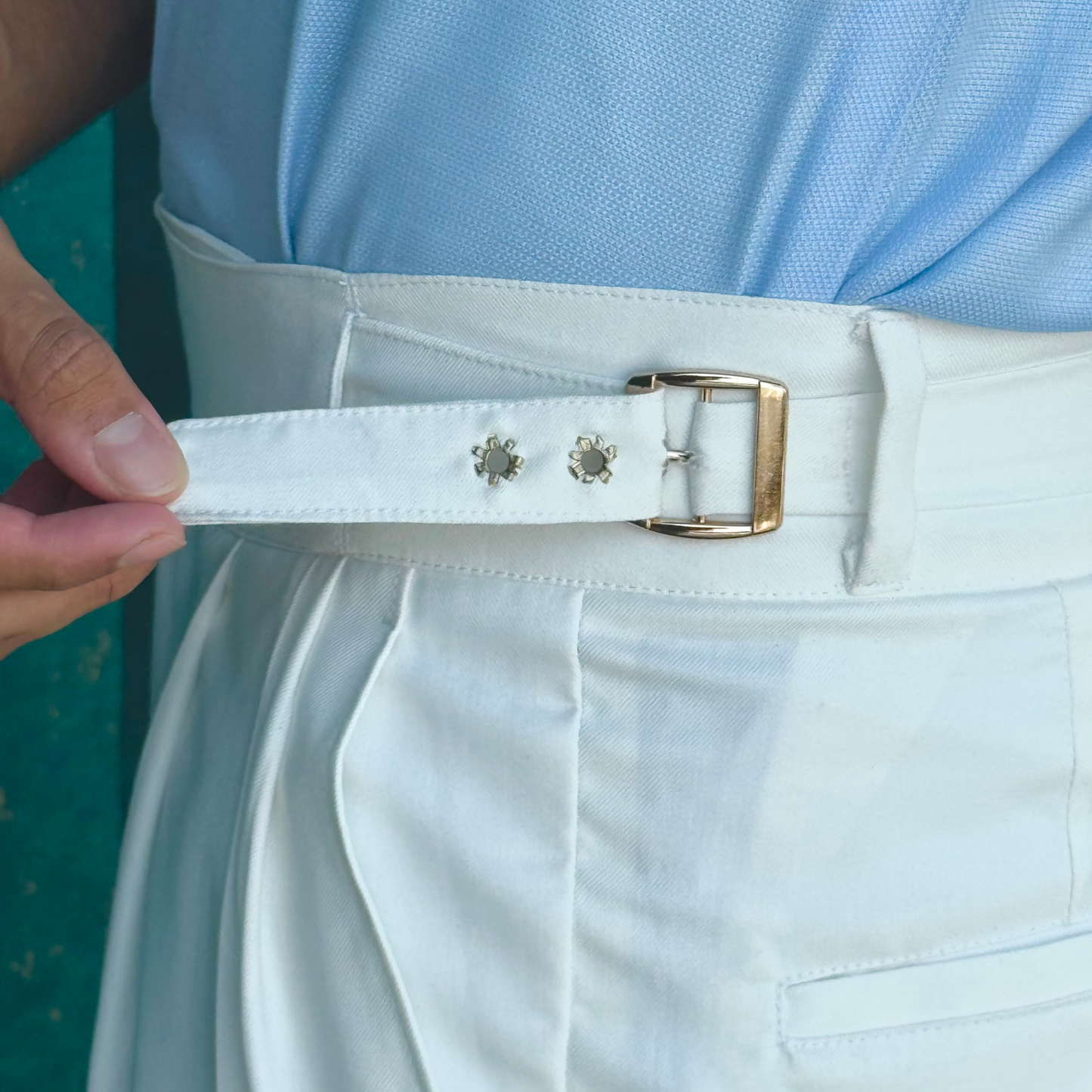 OFF-WHITE GURKHA PANT: GOLD-BUCKLE EDITION